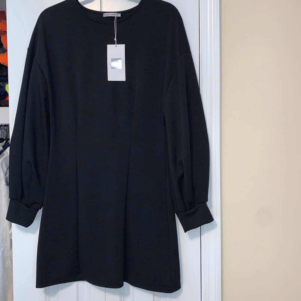 NWT Zara Black balloon sleeve dress